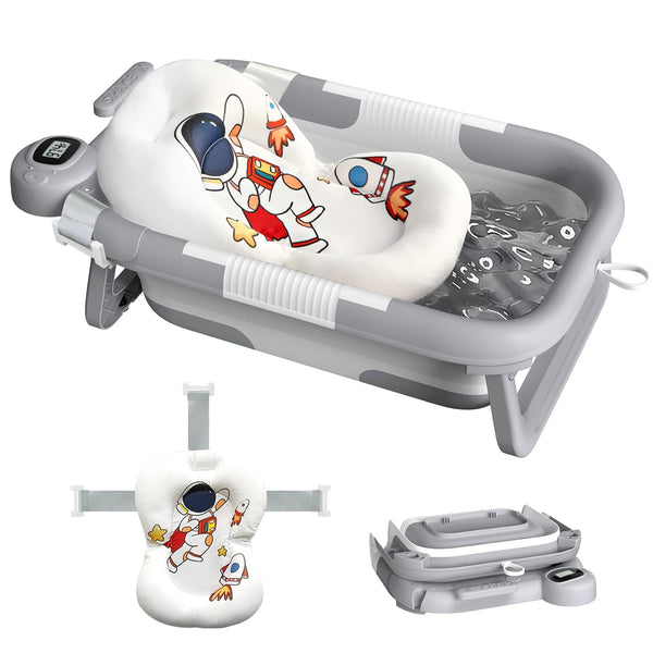 LAUJIA Collapsible Baby Bathtub for Newborn to Toddler (0-24 Months), Portable Baby Bath