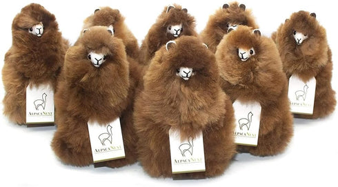 Llama Stuffed Animal, 9 Inch Cute Soft Cuddly Alpaca Plush Toy, Handcrafted Real Alpaka Natural Fur, Brown