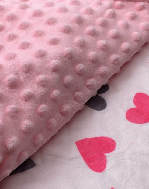Baby Double Layer Soft Plush Minky Blanket, Dotted Backing for Boys Girls - Toddler Newborn Shower Gift (Peach Hearts)