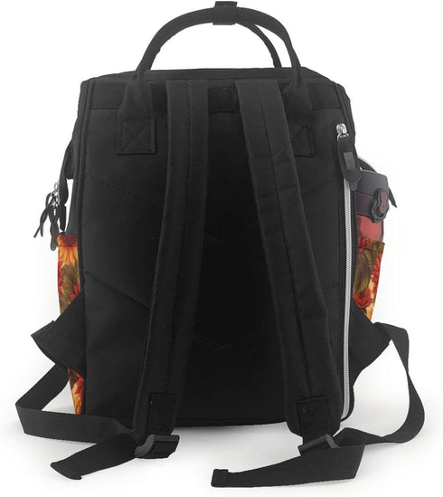 DWVTSLH Backpack Mummy Backpack Red Sunflower Diaper Bag Multifunction Nappy Bags Waterproof Large Capacity Travel