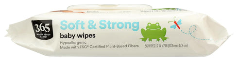 365 56 Count by Whole Foods Market, Soft & Strong Disposable Baby Wipes, Fragrance-Free