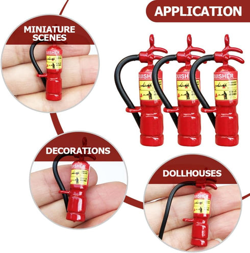 Totority Mini Fire Extinguisher 3pcs Set - Metal Outdoor Decor, Dollhouse Miniatures, Squirt Toy for Micro Landscape