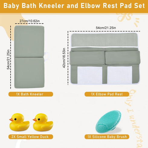 Elbow Set Baby Bath Kneeler and Rest Pad | Bath Kneeling Pad for Bathing Baby with Toy Organizer PocketsSoft Non-Slip