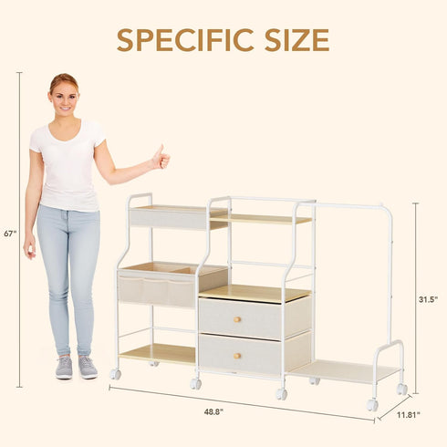 3 BBLIKE Diaper Caddy Organizer with Hanging Rack - Tier Rolling Utility Cart with Drawers and Dividers for Baby Bottle
