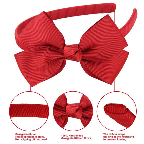 7Rainbows Fashion Cute Red Bow Headband for Girls, Toddlers