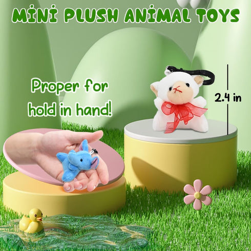 24PCS Mini Animal Plush Toys Party Favors, Small Mini Plush Stuffed Animals Toys Keychain Stuffed Animals for Kids Birthday, Valentine Exchage Gift, Easter Stuffers Fillers, Theme Party