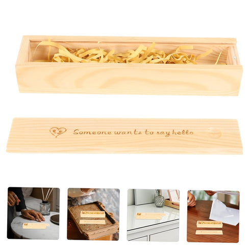 Wood Keepsake Storage Box with Elegant Footprint Design Multifunctional Announcement Storage Case for Pregnancy Test