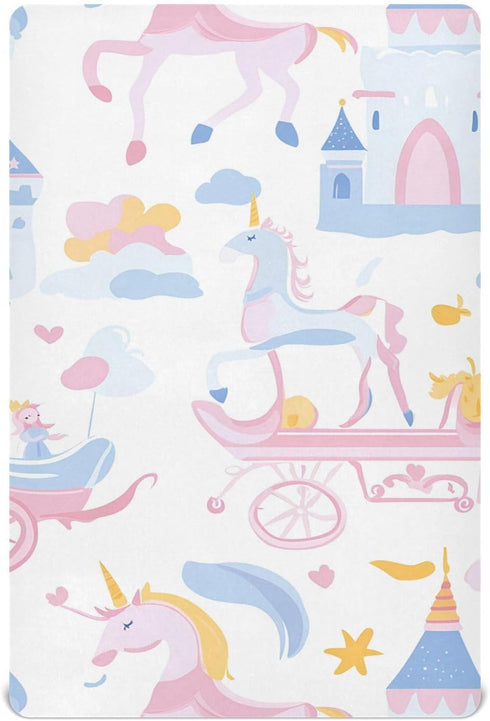 Gravopti Little Princess with Castle Crib Sheets for Girls and Boys, Soft Breathable
