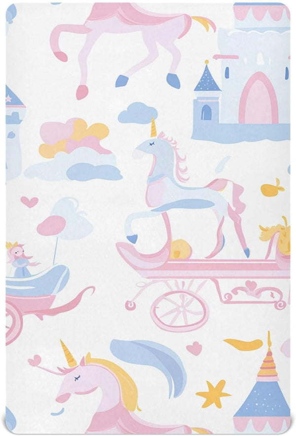 Gravopti Little Princess with Castle Crib Sheets for Girls and Boys, Soft Breathable