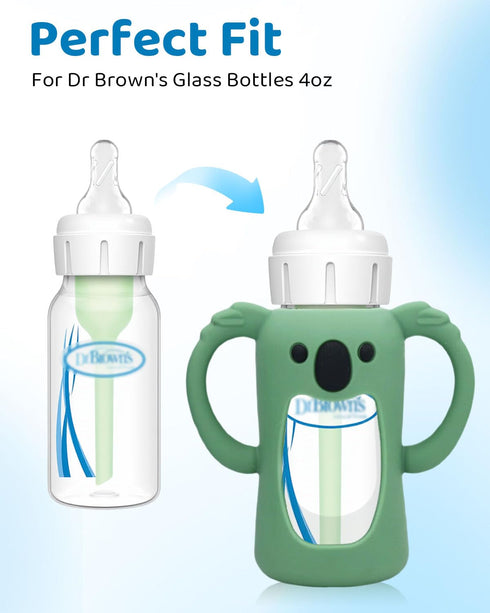 Dolreme 3 Pack 4 oz, Silicone Bottle Sleeves for Dr. Brown's Glass Baby Bottles, Anti-Slip Protective Covers