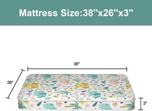 3 Inch 38" Lx26 W Mattress, No Gaps Edge Reinforcement High Density Foam, Odorless and Steady, Certipur-us and Oeko