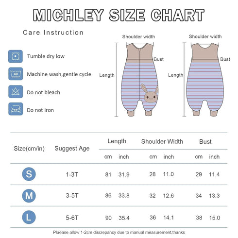 MICHLEY Toddler Sleeping Sack with Feet, Newborn Infant Sleeveless Sleeping Bag, 2-way Zipper, Blue Rabbit, 3-5T