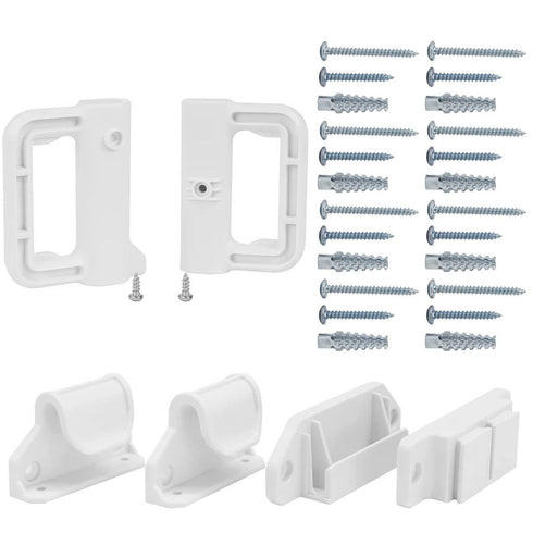 Retractable Mesh Baby Gate Replacement Parts, Full Set Wall Mounting Hardware, White