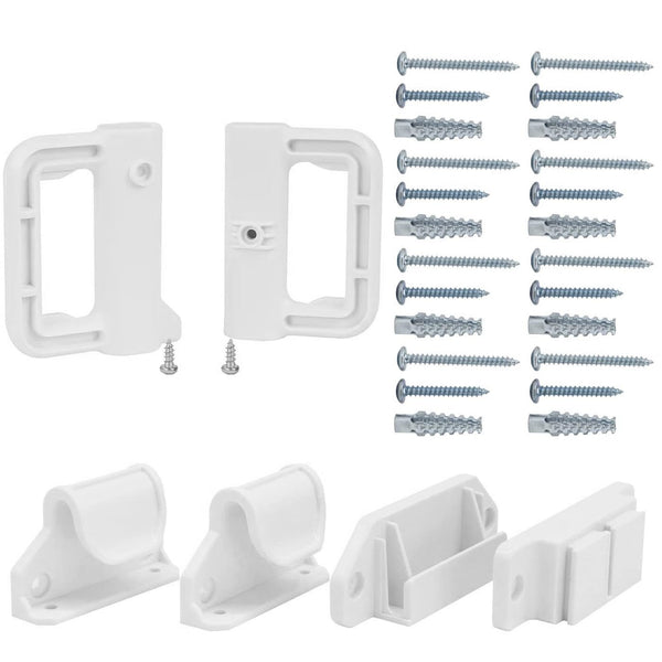 Retractable Mesh Baby Gate Replacement Parts, Full Set Wall Mounting Hardware, White