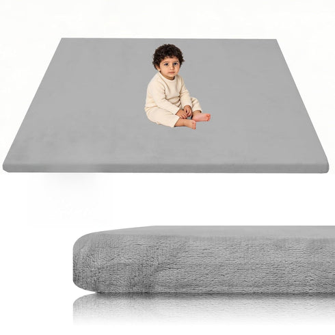 LevNubis Velvet Baby Play Mat for Floor, 1.3" Thick Elasti-Foam 47"47" Playpen Mat