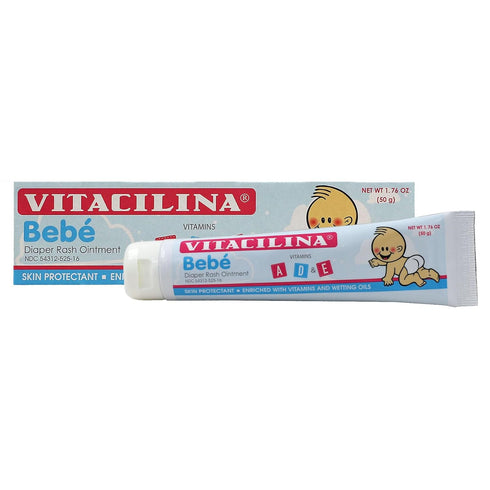 Vitacilina Bebe Diaper Rash Ointment, Skin Protectant with Vitamins, 2-Pack of 1.76 oz