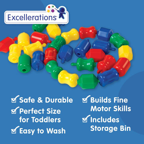 Excellerations Early STEM Toy, Connecting Fun Linking Pop Beads for Toddlers, Snap Lock Beads Set in Storage Bin, Pack