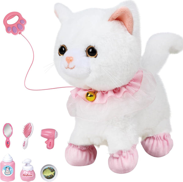 Jimate Interactive Electronic Plush Toy Walking and Barking Robot Cat Plush Cat