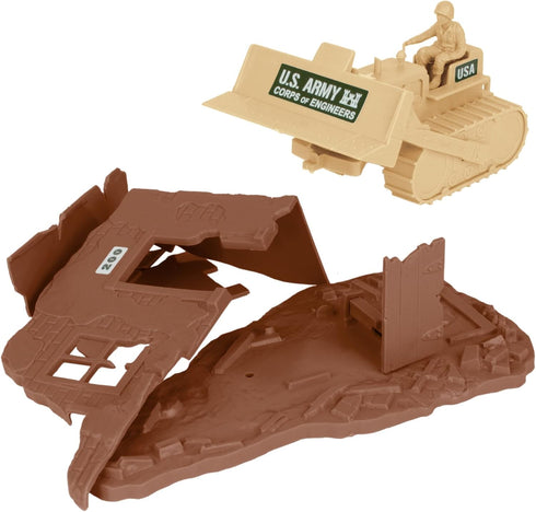 BMC Bulldozer Building Playset - Classic Army Corps of Engineers Plastic Army Men