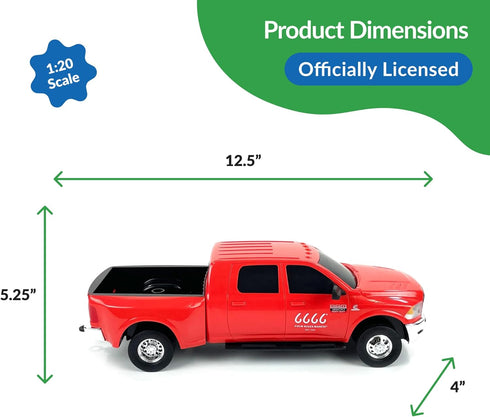 Country 6666 1:20 3 Big Toys Realistic Four Sixes Ranch Ram Truck Toy & Trailer Hitch, Ranch, Scale Farm Toys for Year