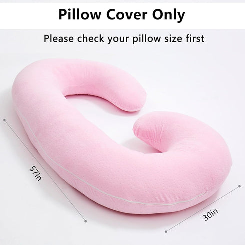 1 MIDDLE ONE C Shaped Pregnancy Pillow Cover, Breathable Velour Replacement Maternity Pillow Case with Zipper, Cover