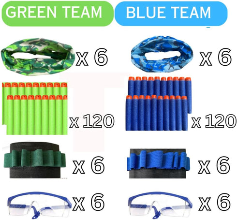 Nerf Party Supplies Accessories, 12 Sets Bulk Pack for Kids Birthday, Darts, Glasses, Masks, Wristbands