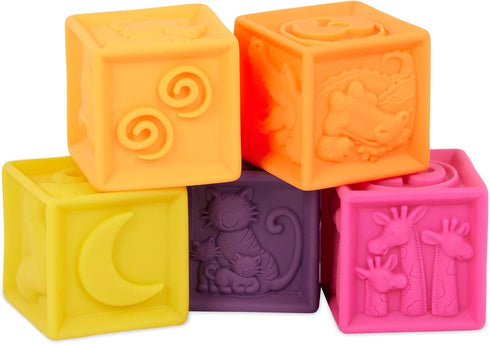 B. toys Baby Blocks, Stacking & Building Toys for Babies, 10 Soft Educational Blocks for Ages 6+