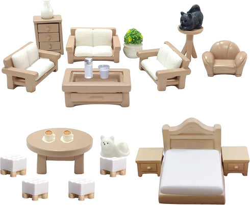23 Pieces Dollhouse Mini Furniture Decoration Set, DIY Accessories for Baby Children Girls