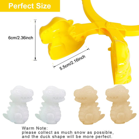 4 Pcs/Set Dinosaur Shaped Snowball Maker Clips - Outdoor Winter Play Snow Toys for Kids Adults Snowball Fight