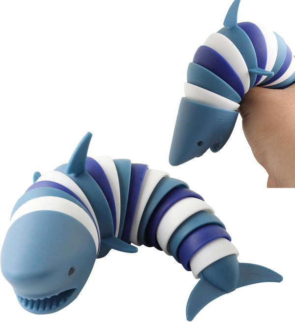 MEIEST Fidget Slug Toy,3D Articulated Stretch Shark Stress Reliever Hand Toy, Sensory Stress
