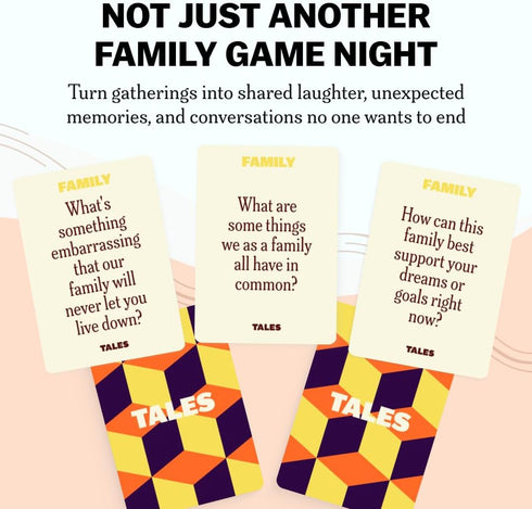 150 TALES Family Edition Conversation Cards for Family Game Night, Adults, Teens, and Kids, Family Dinners