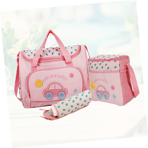 Hohopeti Set Mummy Multi-function Large Capacity Diaper Bag Stylish Tote Changing Pad Bottle Holder and Bag for Travel