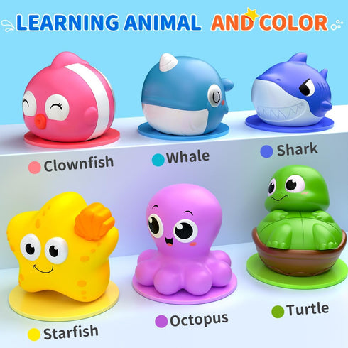 6 Packs 1-3, 12-18 2-4, 1 2 Light Up Bath Toys for Kids Ages Sea Animals Bathtub Toys for Baby Months Toddlers Water