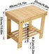 KKTONER Bamboo Step Stool with Storage Shower Bench with Shelf Foot Stool for Bathroom Living Room Bedroom Natural