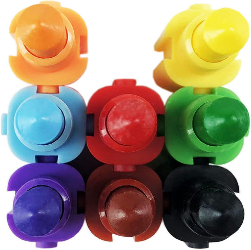 8 Set, (48) Huji Stacking Buildable Colors Crayons Connect Stack and Build Sideways and Up, Favorite Toys Kids Children