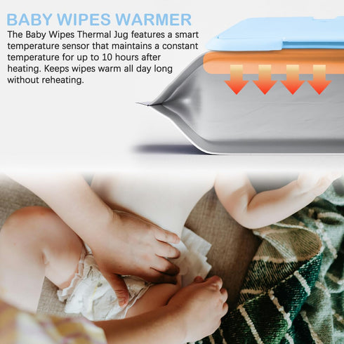 LNQ LUNIQI Baby Wipes Warmer Portable Baby Wet Wipes Dispenser Fast Heating Wipes Warmer for Home Car Travel Blue