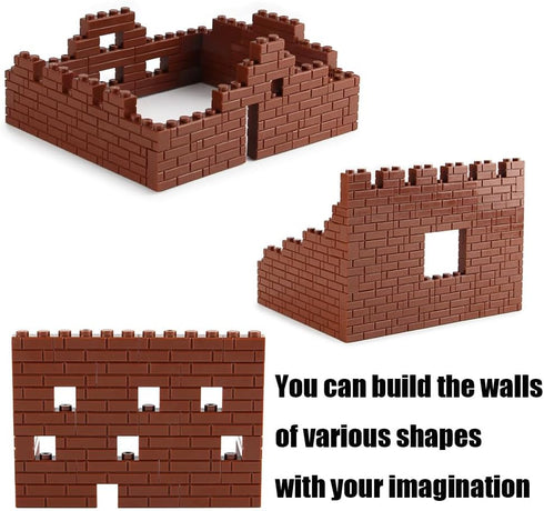 Feleph 360 Pieces 1x2 Masonry Profile Bricks Building Blocks Diverse Bulk Toy Set for Wall Parts (Reddish Brown)