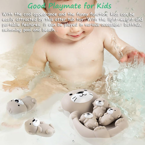 Miracland Set 3 Otter Bath Toy - Mother and Baby Otters, Lovely Family Tub Toy, Parent-Child Floating Water Toy, Soft