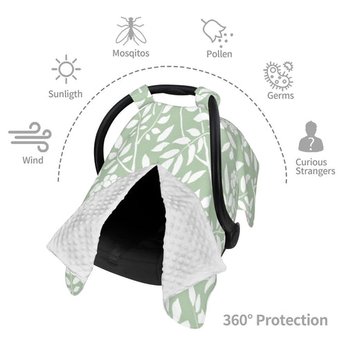 Hcpwzrf Chic Botanical Sage Green Foliage Baby Car Seat Cover & Nursing Cover - Breathable Stretch Multi-Use Cover