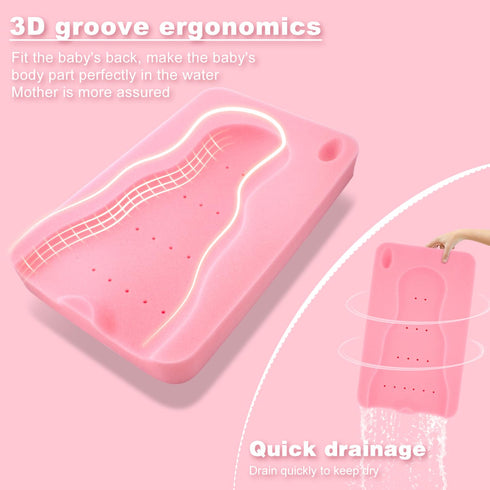 Hallo Baby Bath Sponge Soft Infant Bath Mat Newborn Cushion Odor Free (Pink)