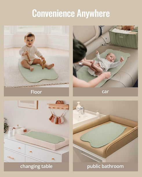 Vegan Leather Baby Changing Pad with Travel Change Mat - Complete Bundle