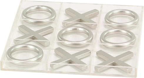 Deco 79 Metal Tic Tac Toe Game Set with Silver Pieces, 12" x 1" x 12"