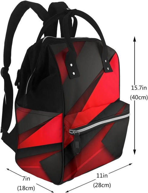 FHEDVBN Backpack Mummy Backpacks Daypack Red Black Diaper Bag for Women Multifunction Waterproof for Mom Dad, Large