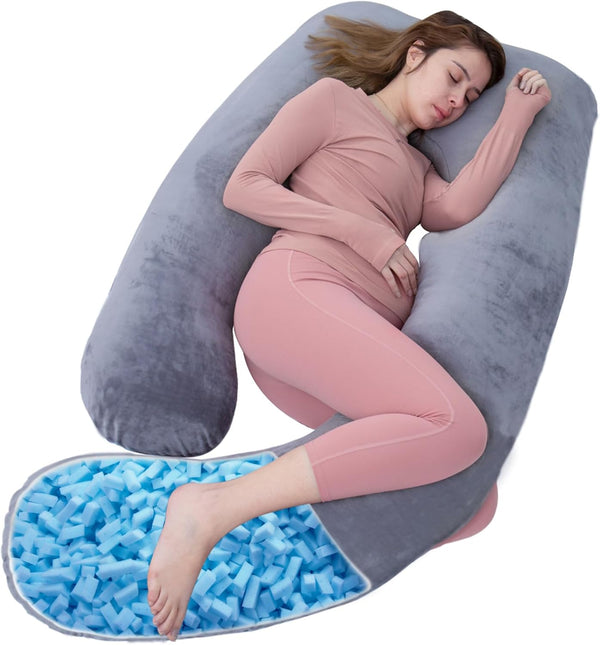 Shredded Memory Foam Body Pillow, Pregnancy Pillows for Sleeping, Maternity Pillow for