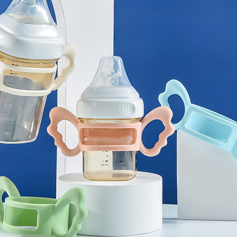 Soft Silicone Handle Feeding Bottle for Newborns - Anti-Colic Grip