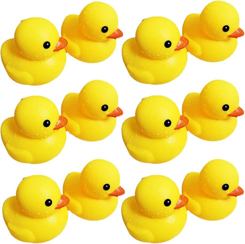 Bath Duck Toys 12 PCS Yellow Rubber Ducks Squeak & Float Ducky Baby Shower Pool Toy for Toddlers Kids