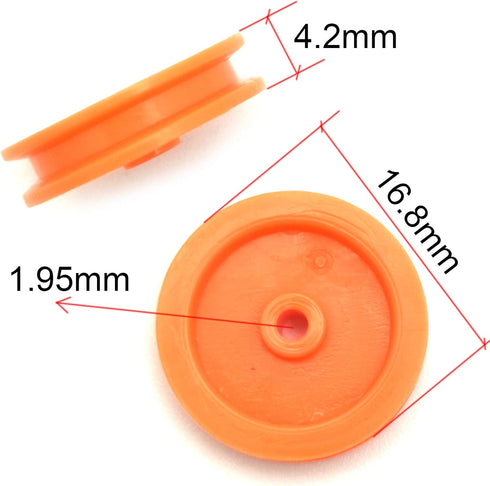 EUDAX 100 Pcs 2mm Hole Orange Plastic Belt Pulley for DIY RC Toy Car and Airplane