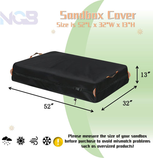 600D 4.6 Grommets.(51" 32" 13" Kids Sandbox Cover for Naturally Playful Sandbox II,Made of Waterproof Oxford Cloth