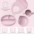 Set 14 6+ LITTLE RAWR Silicone Baby Feeding Pcs,Baby Led Weaning Supplies, Baby Spoons Suction Bowl Divided Plate Bib
