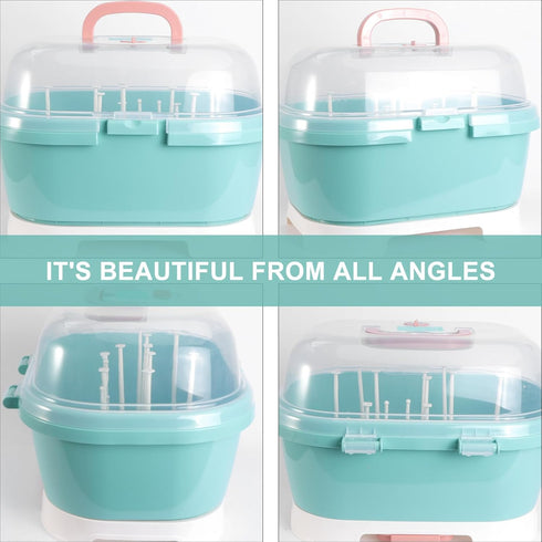 Countertop BESPORTBLE Bottle Drying Box and Storage Container for Feeding, Plastic Milk Bottle Drainer with Pacifier
